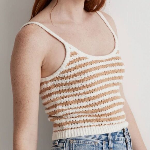 Madewell Striped Open-Stitch Sweater Tank XS - Picture 3 of 6